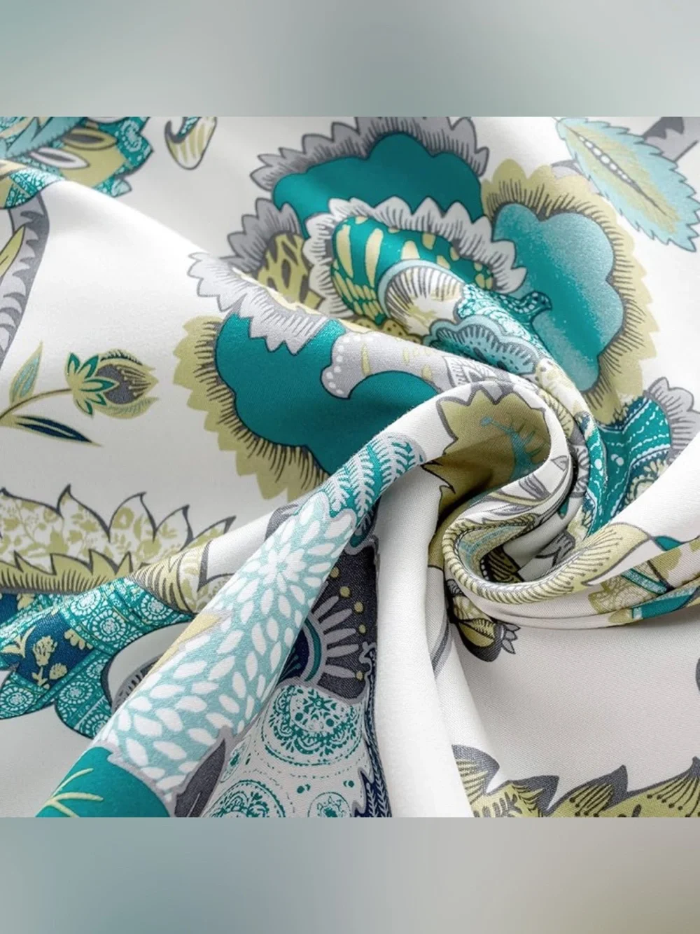 DriftAway Layla Teal/Gray Rod Pocket Café Curtain 52x18